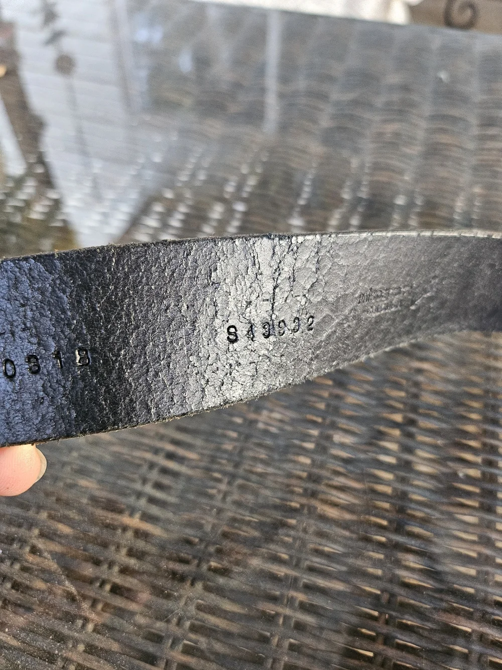 Velez Columbia Tooled Tropical Black Leather Belt with Curved Silver Buckle M